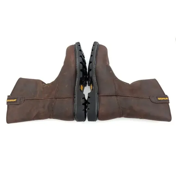 CAT Revolver Steel Toe Work Boots Men's Leather Brown Size US8.5 EU41.5